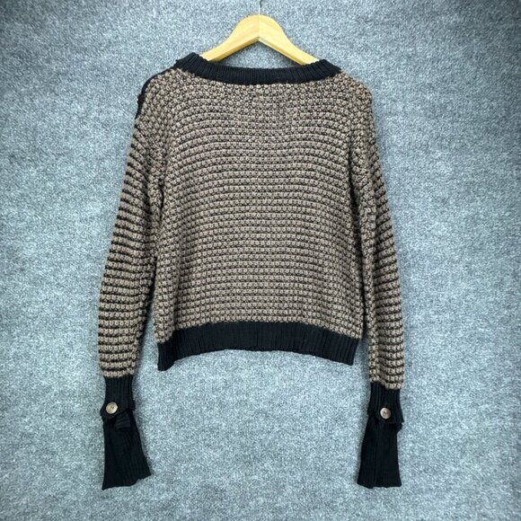 Leonard St Sweater Womens Medium Pullover Brown Black Mohair Wool Blend Knit - Picture 4 of 14
